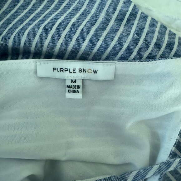 Purple Snow Striped Romper w/ Belt - Picture 5 of 6